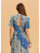 Blue Women's Ethnic Jumpsuit with Flounce Sleeves and Shorts Detail 4489